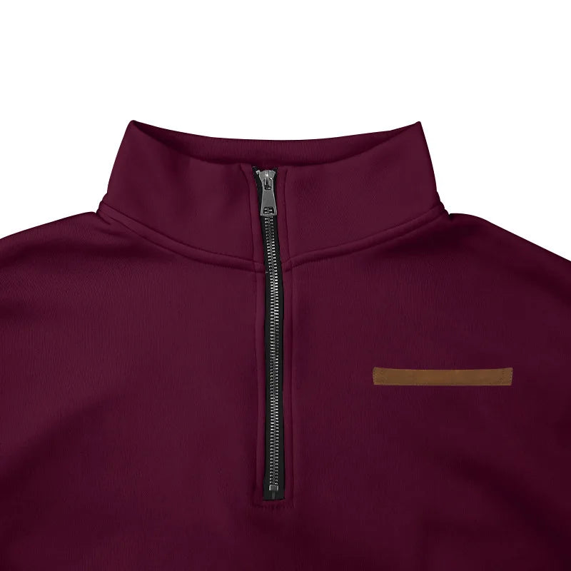 Men's Autumn Winter Heavy Fleece Hoodie Half Zip Stand Collar