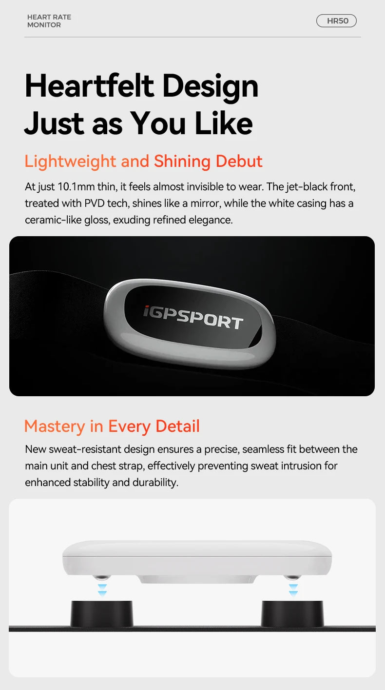 iGPSPORT HR50 Heart Rate Sensor IPX7 Waterproof For Bike Computer And Running