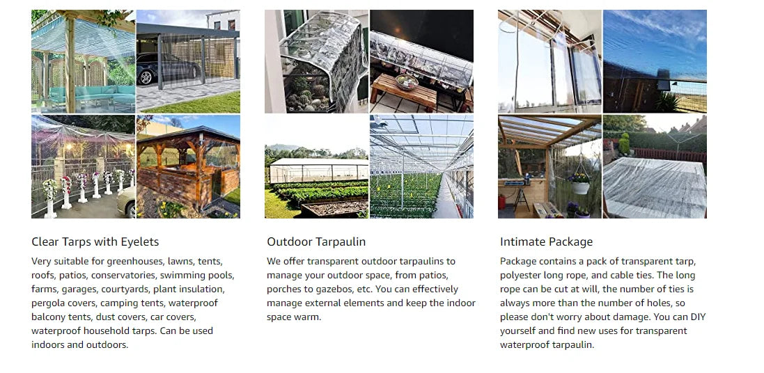 Clear PVC Tarp Heavy Duty Transparent Tarpaulin With Grommets