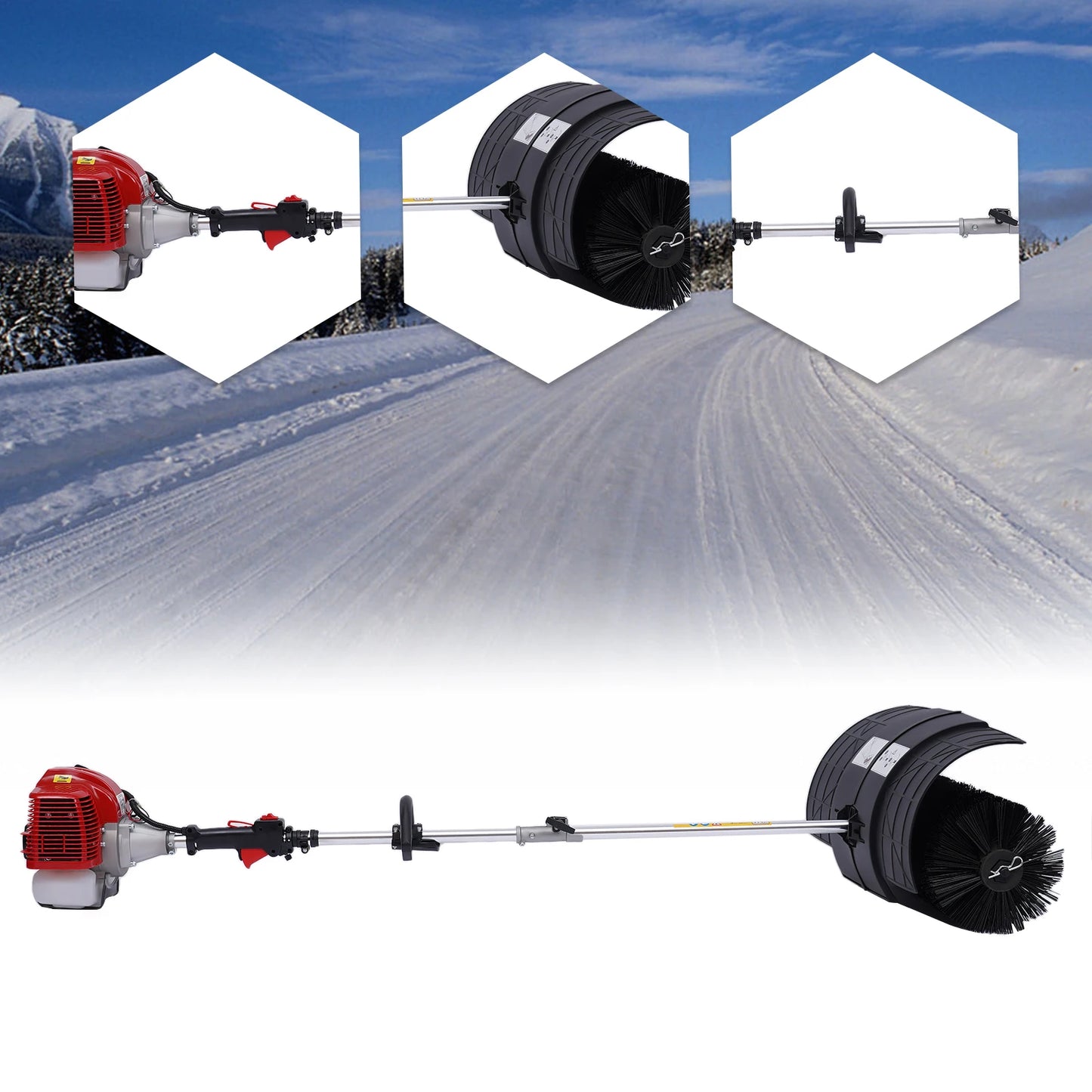 Gas Power Walk Behind Sweeper For Driveways And Artificial Grass