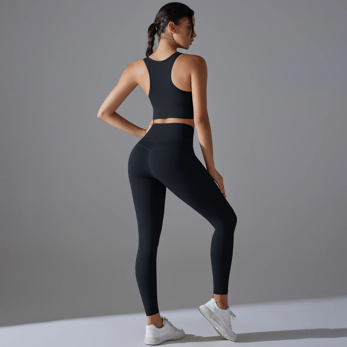 Yoga Set Women's Tracksuit Crop Top Shockproof Sports Bras Gym