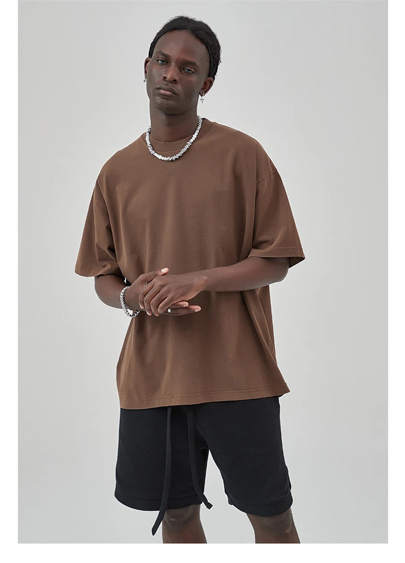 ZODF Basic Solid Washed Cotton Tee For Men Unisex Streetwear