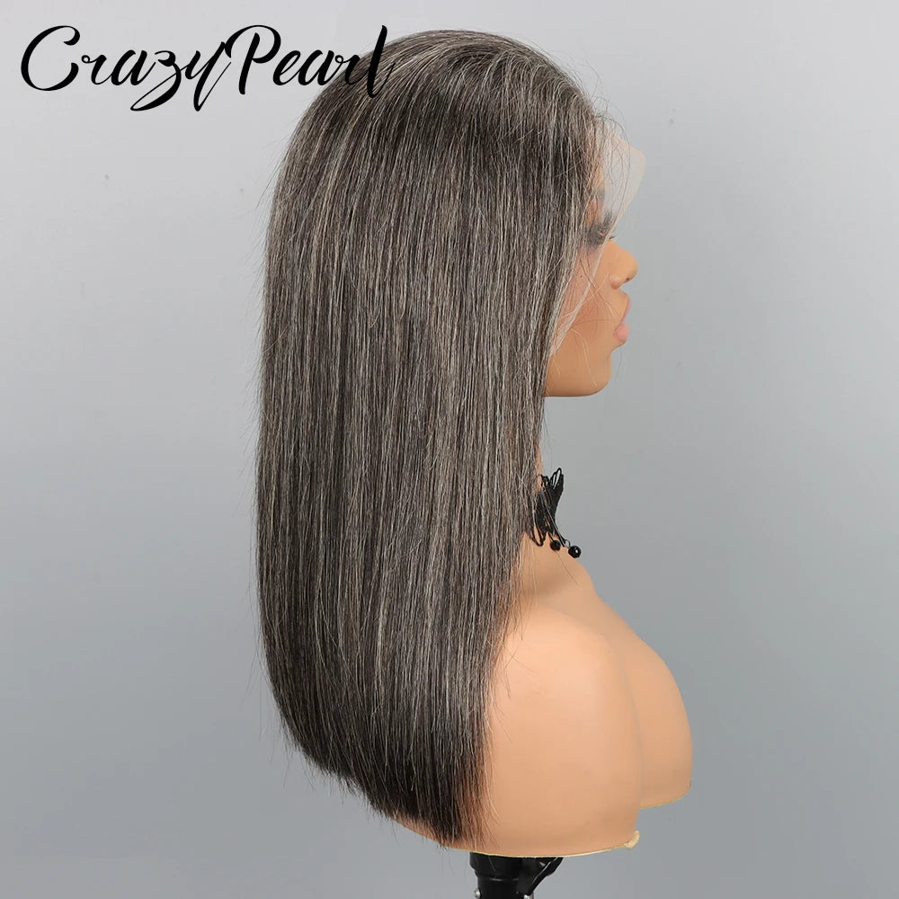 CrazyPearl Brazilian Remy Straight Lace Front Human Hair Wig