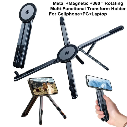 Portable Magnetic Phone Holder Selfie Stick 3-In-1 Foldable Tripod