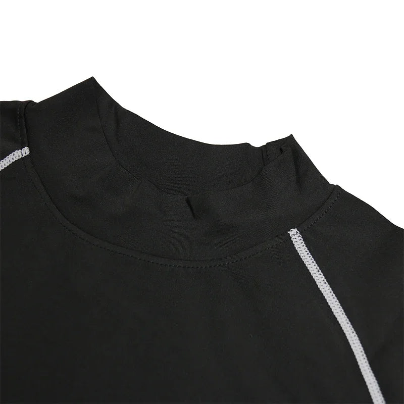 Mens Turtleneck Compression Shirt For Gym Performance Dry Rash Guard