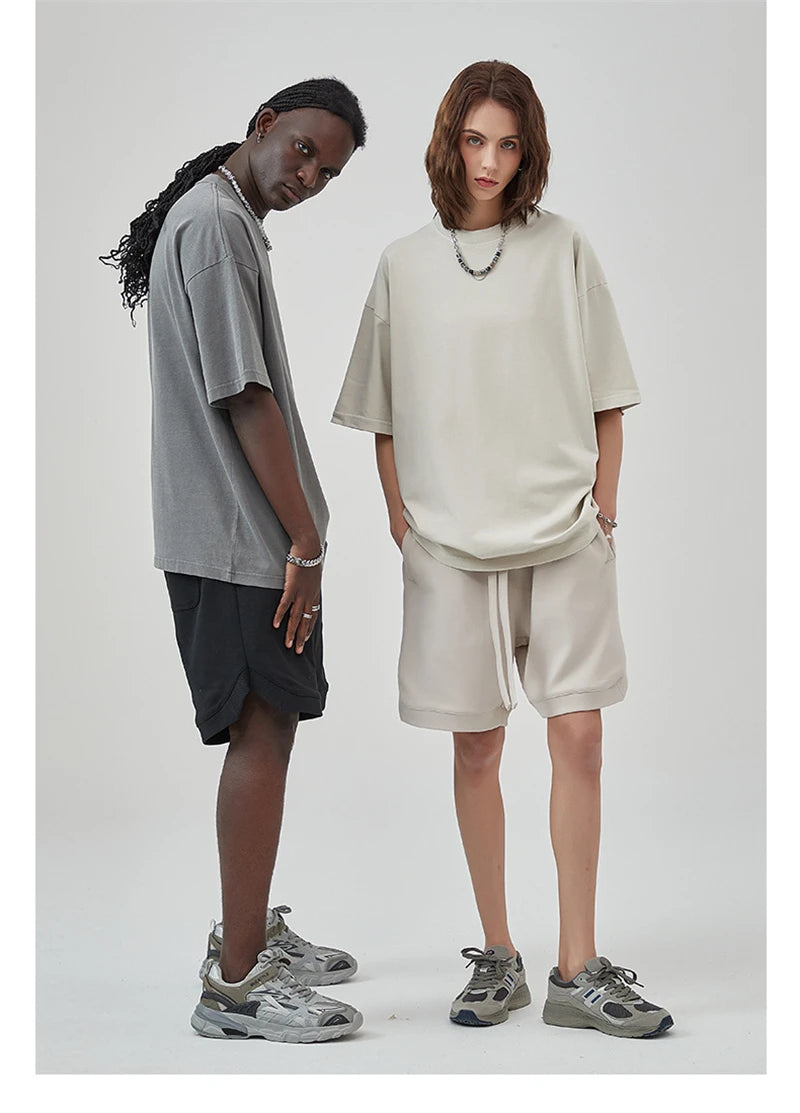 ZODF Basic Solid Washed Cotton Tee For Men Unisex Streetwear