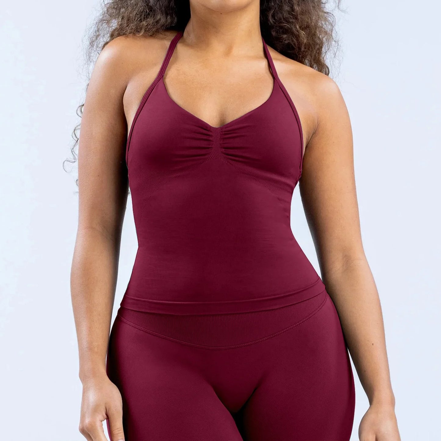 Women Halter Neck Yoga Set 2 Piece High Waist Leggings Crop Top