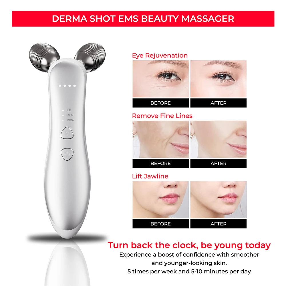 Foreverlily 3D Sculptor Muscle Ball Massage Roller Stainless Steel USB Rechargeable Facial Contouring Jawline Definition
