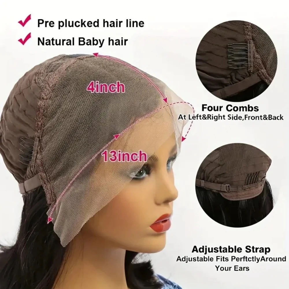 Fiumer HD Transparent Lace Front Wigs 13x4 Remy Brazilian Human Hair Baby Hair Swiss Lace Natural Parting