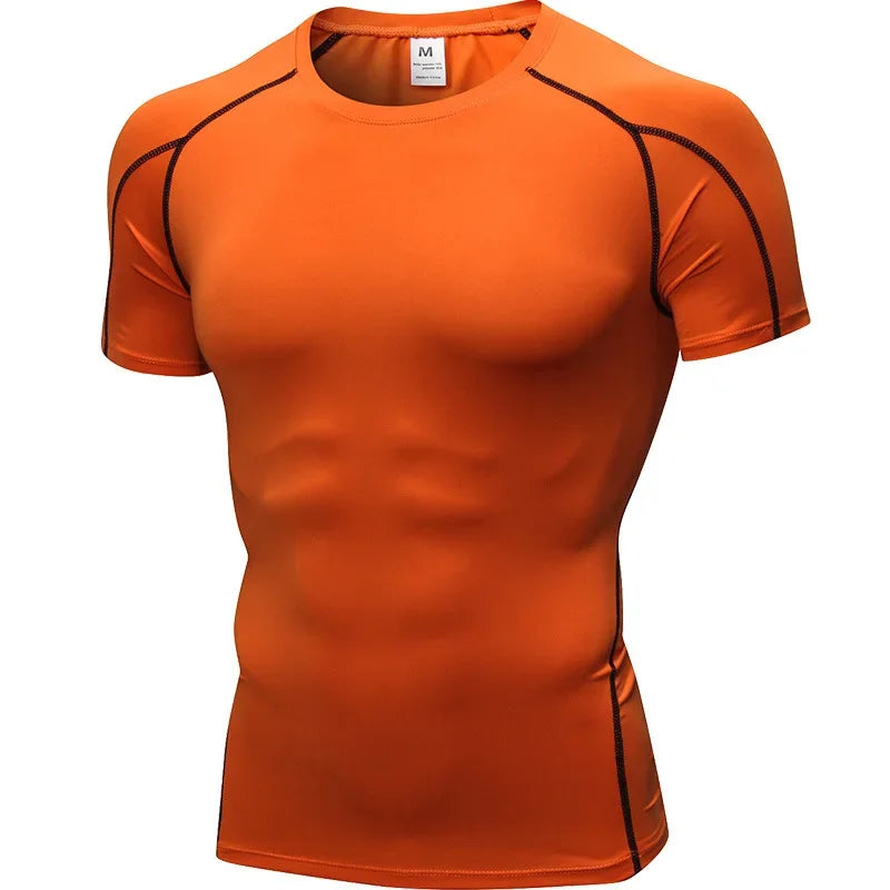 Yuerlian Elastic Men Running Quick Dry Fitness Shirt