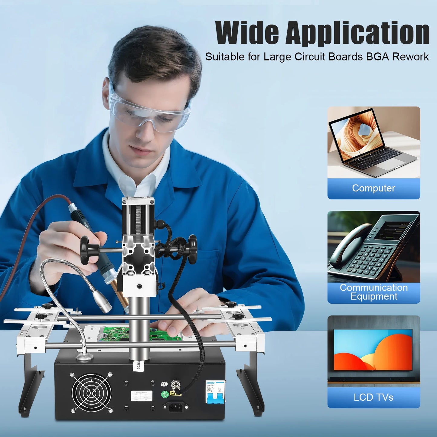 1250W USB Powered Soldering Rework Station for Laptop and Desktop Motherboard Repair with Dual Zone Temperature Control