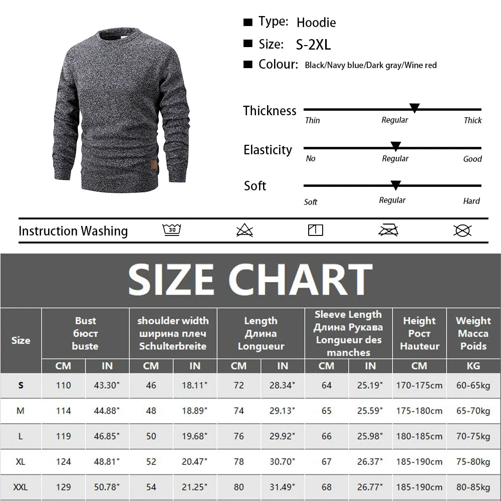 Men's Crew Neck Knit Pullover Sweatshirt Long Sleeve Polyester