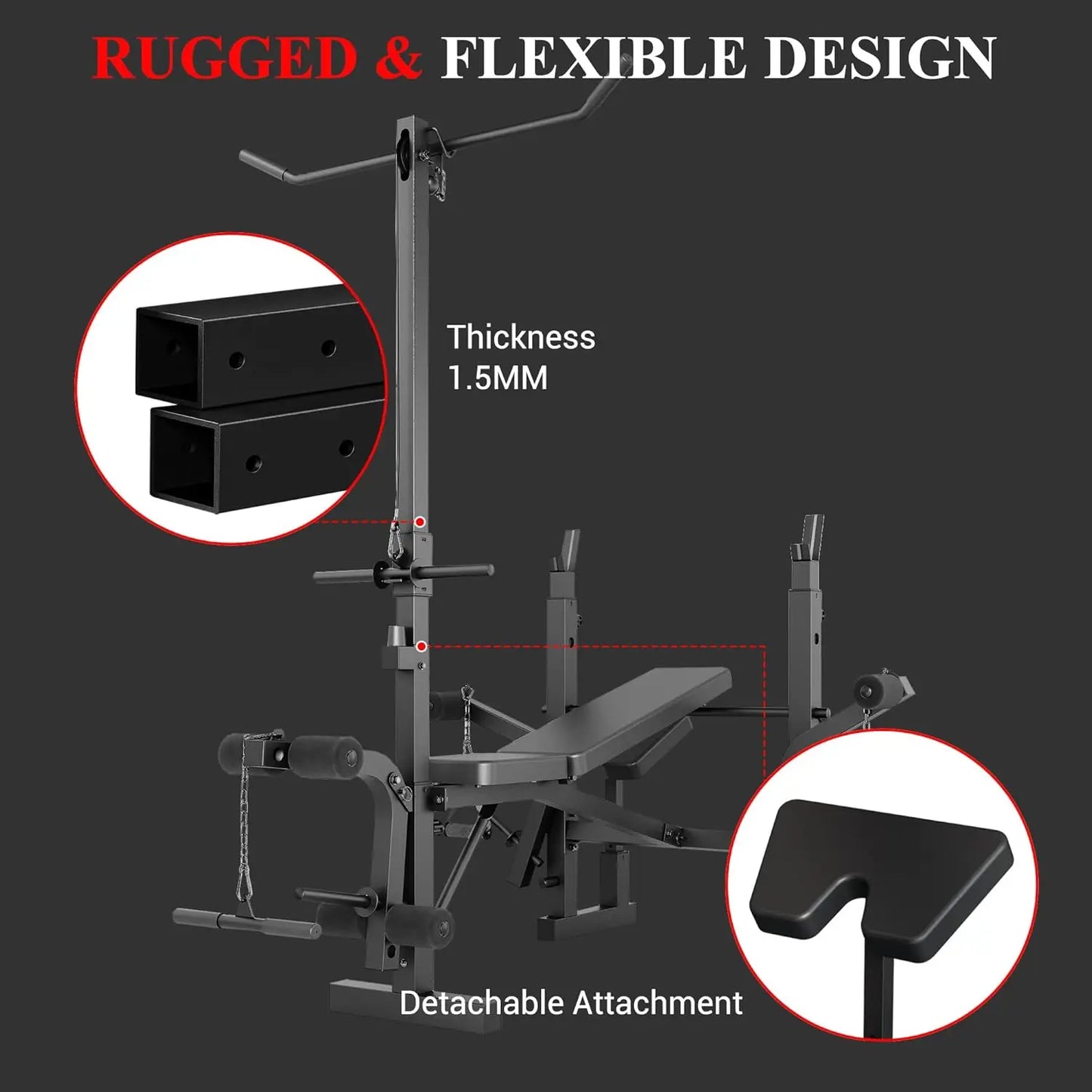 HiMISS Weight Bench Foldable Bench Press With Leg Extension