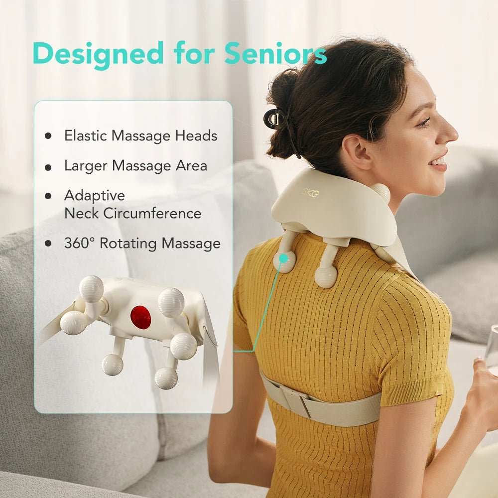 SKG Neck Massager With Heat 6D Portable Cordless Cervical Massager