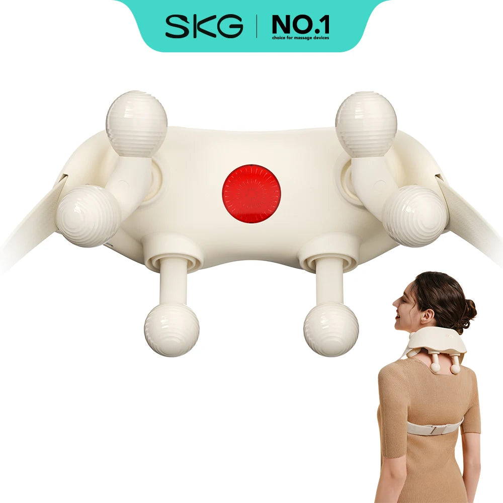 SKG Neck Massager With Heat 6D Portable Cordless Cervical Massager