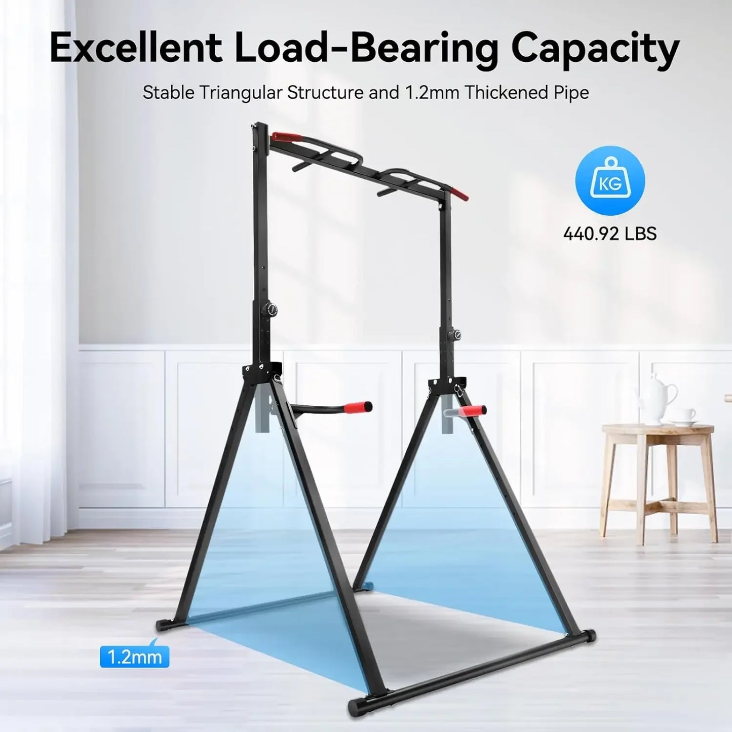 Adjustable Free Standing Pull Up Bar Dip Station Power Tower Home Gym