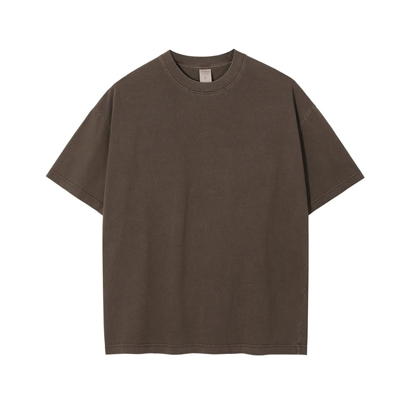 ZODF Basic Solid Washed Cotton Tee For Men Unisex Streetwear