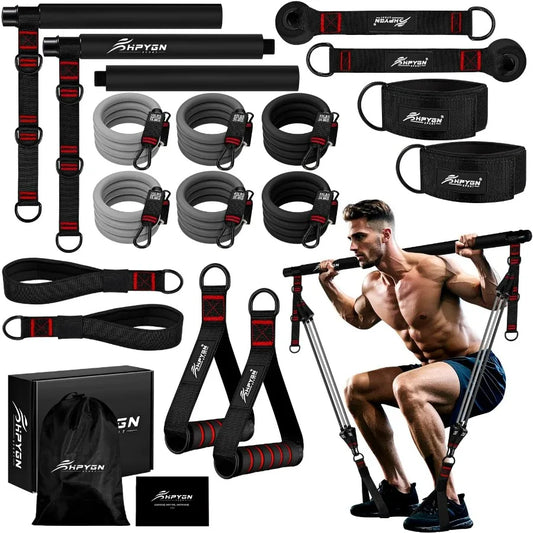 NONE Pilates Bar Kit With Resistance Bands Heavy Duty Multifunctional