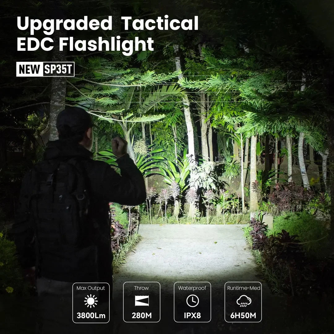 Sofirn SP35T 3800lm Tactical 21700 USB C Rechargeable Flashlight with XHP50 LED Pro