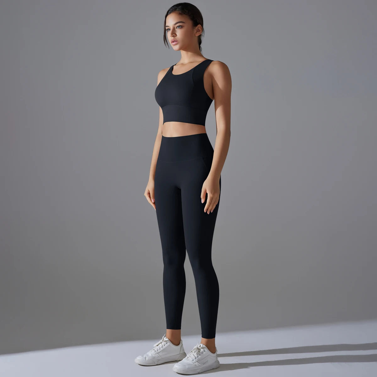 Yoga Set Women's Tracksuit Crop Top Shockproof Sports Bras Gym