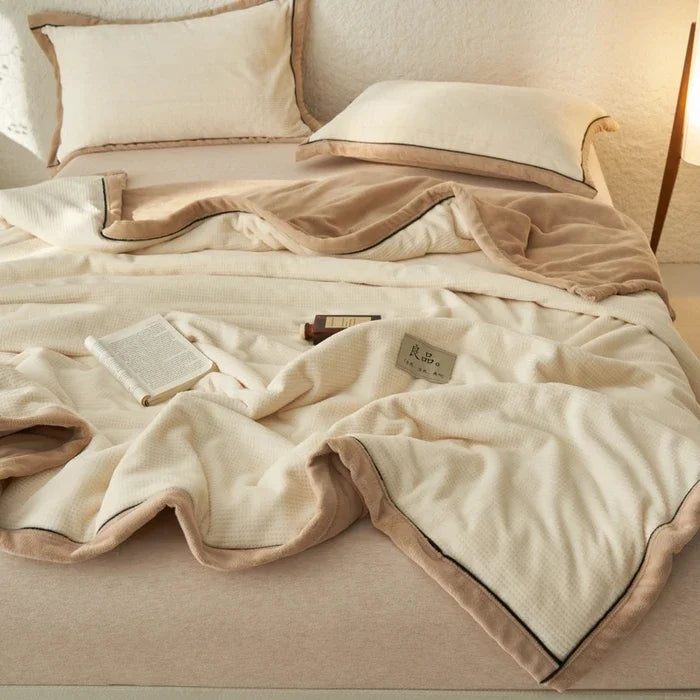 Milk Fleece Blanket Waffle Knit Thickened With Zipper Multifunctional