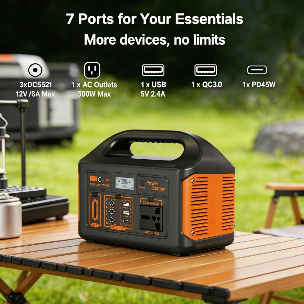 GaiaRay Portable Solar Generator 460.8Wh LiFePO4 Battery 110V