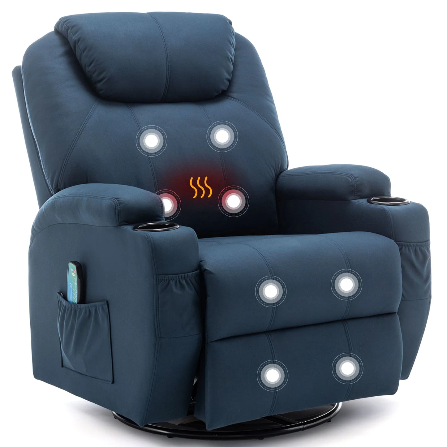 KORSER Recliner Chair With Massage And Heat 360 Degree Swivel 8 Point Vibration Remote Control
