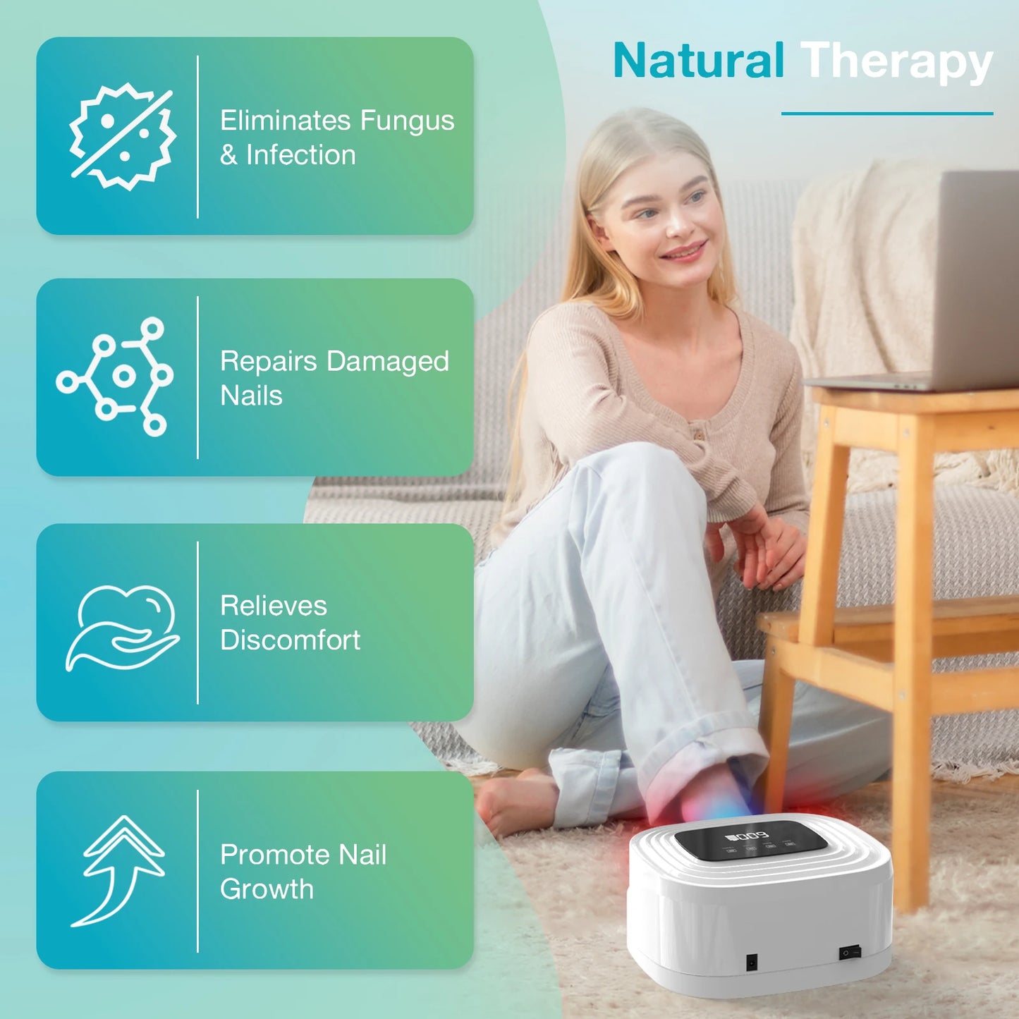 KTS Nail Fungus Photonic Therapy Device for Fingertips and Toes with 36 LED Array 12 Blue 470nm and 24 Red 650nm