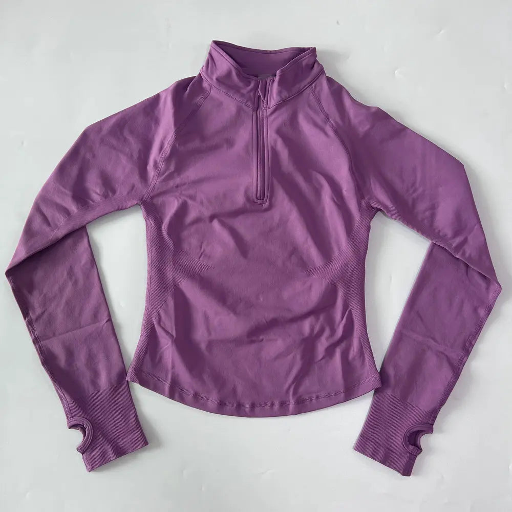 Yoga Jacket Half Zip For Women Long Sleeve Seamless Activewear With Breathable Ventilation And High Stretch