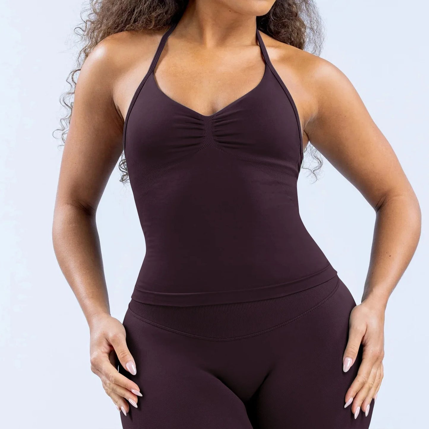 Women Halter Neck Yoga Set 2 Piece High Waist Leggings Crop Top