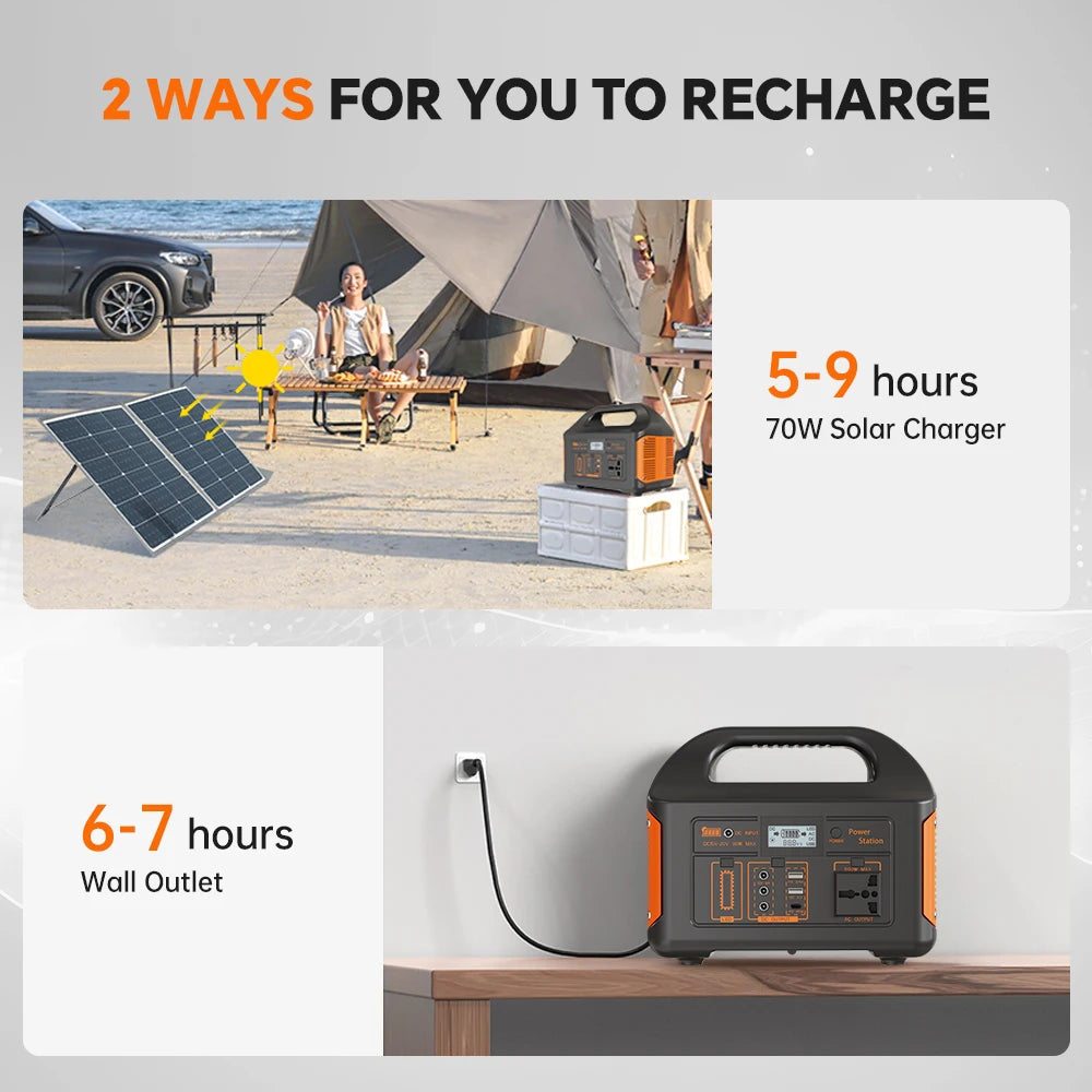GaiaRay Portable Solar Generator 460.8Wh LiFePO4 Battery 110V
