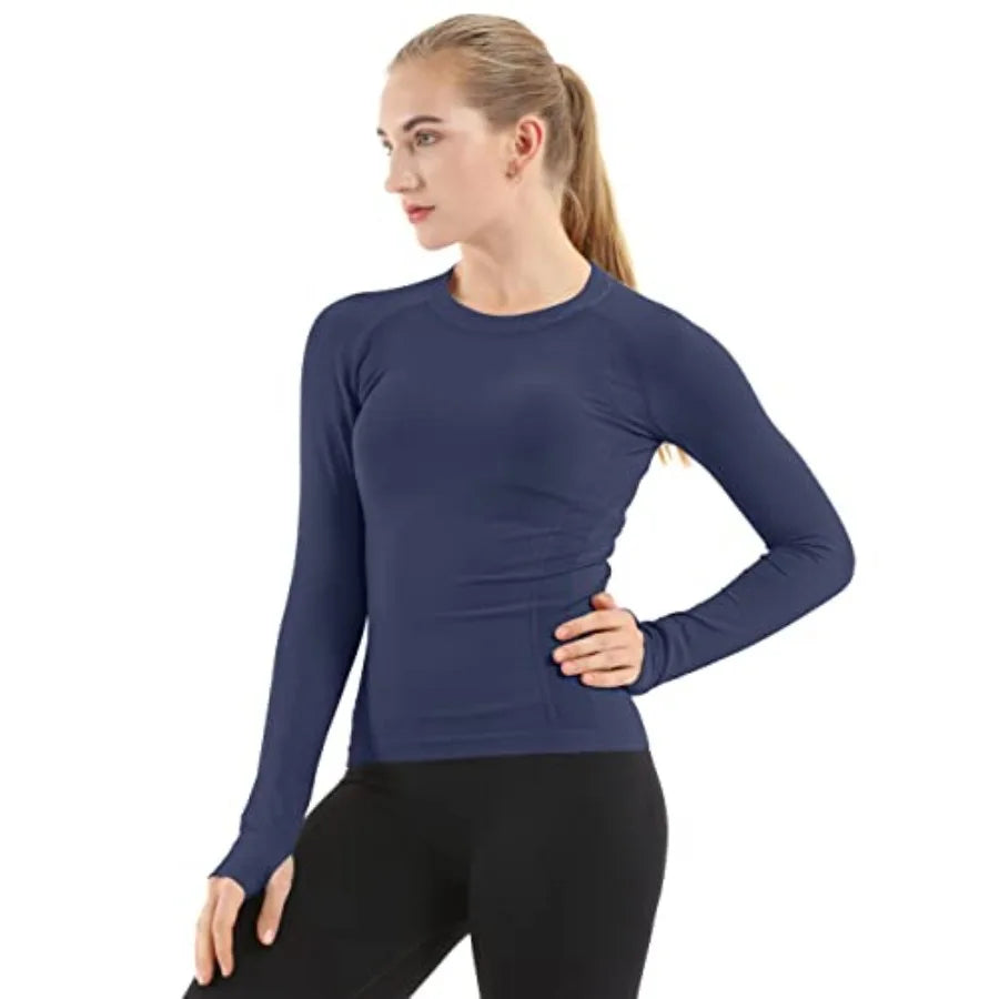 Seamless Bamboo Yoga Top For Women Long Sleeve Athletic Shirt