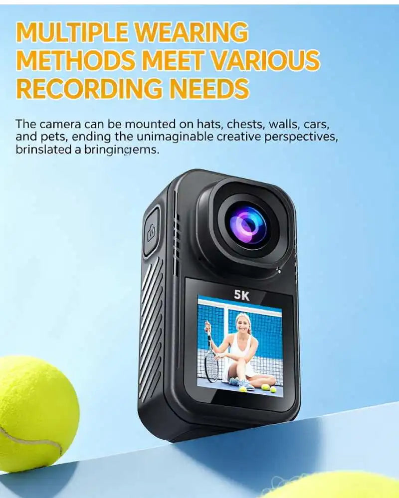 5K Action Camera Wearable Pendant 130 Degree Wide Angle Vlog
