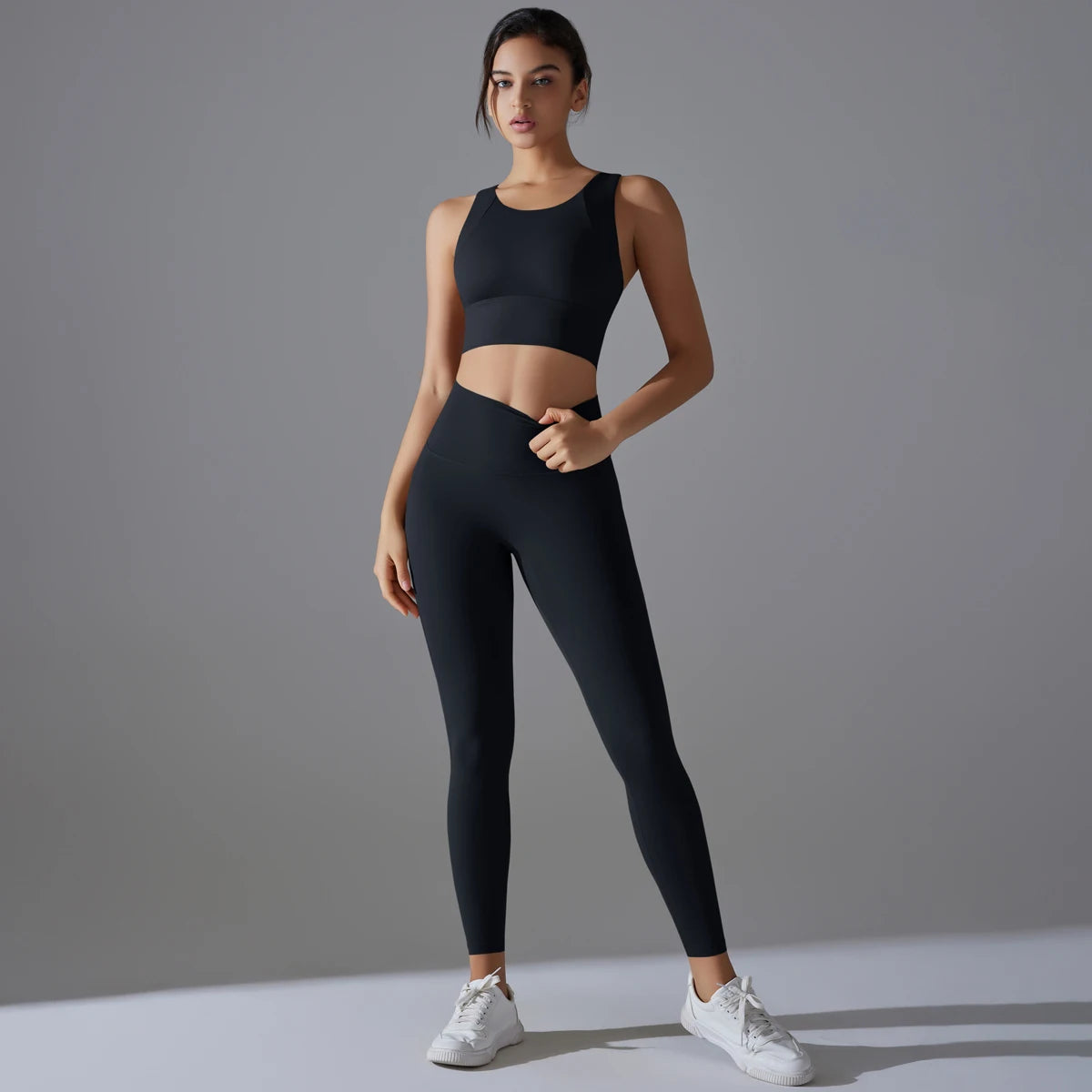Yoga Set Women's Tracksuit Crop Top Shockproof Sports Bras Gym