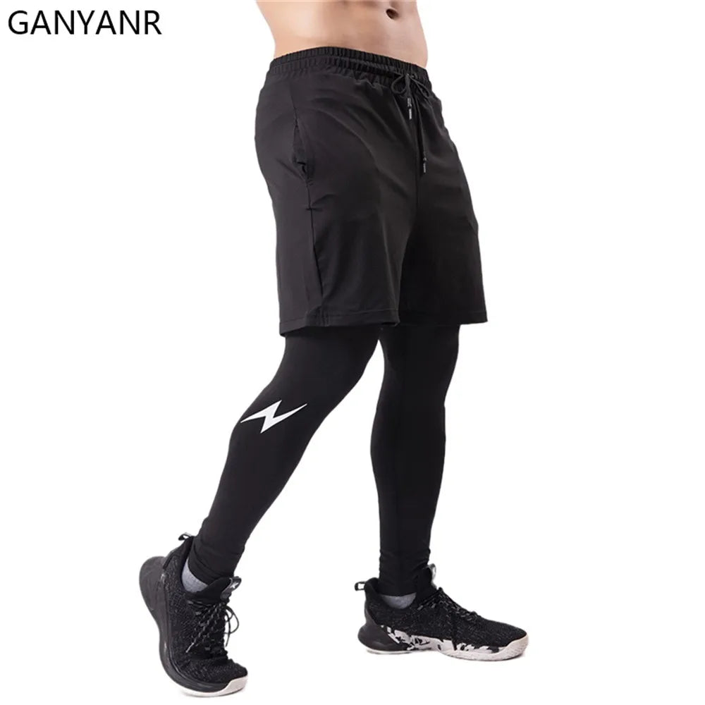 GANYANR Men Running Sets Sports Tracksuit For Fitness And Training