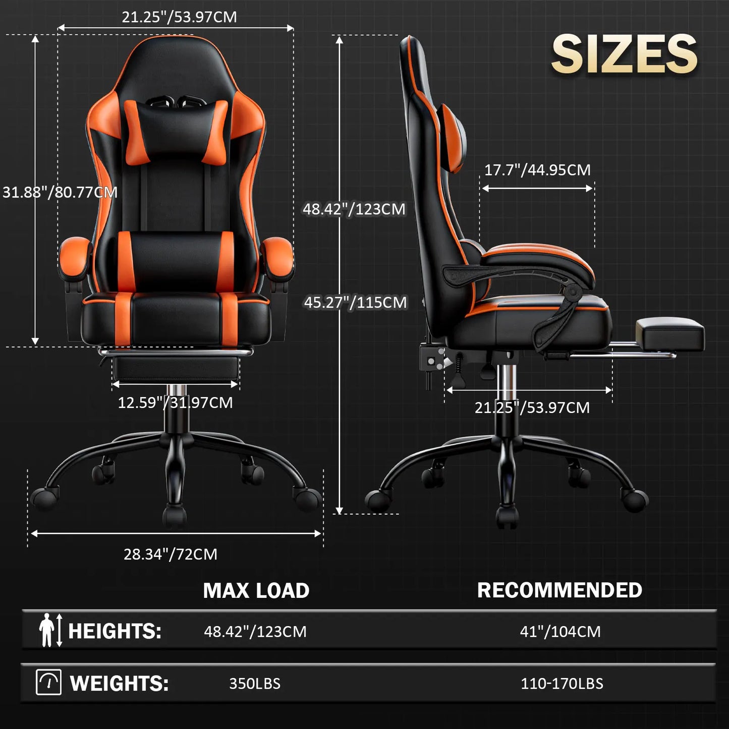 Gaming Chair With Built In Footrest PU Leather Reclining Office Desk Chair For Long Gaming Sessions