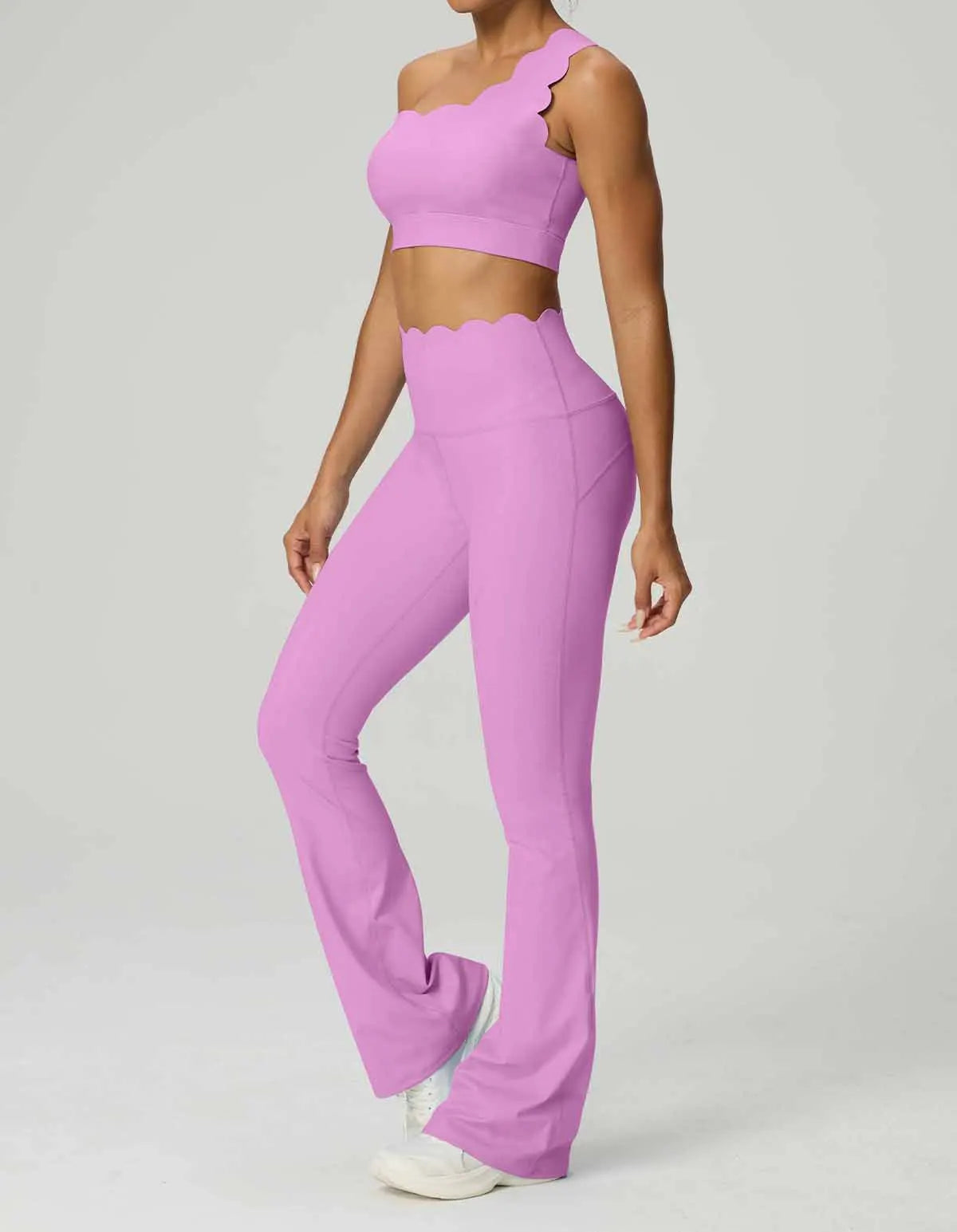GFFUD Women Yoga Set 2 Piece High Waist Leggings Gym Tops Tummy Control