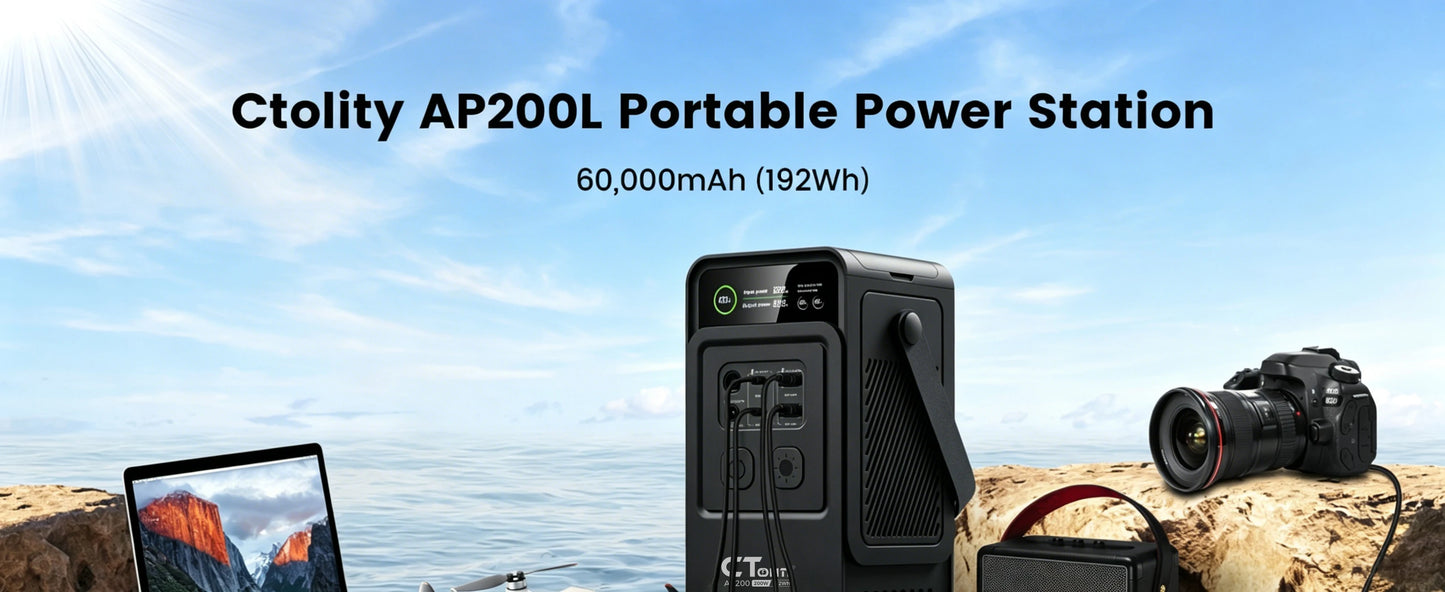 CTOLITY 192Wh LiFePO4 Portable Power Station 200W Solar Generator