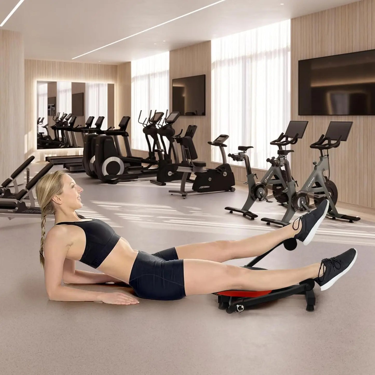 Adjustable Ab Crunch Machine With Resistance Bands Full Body Workout