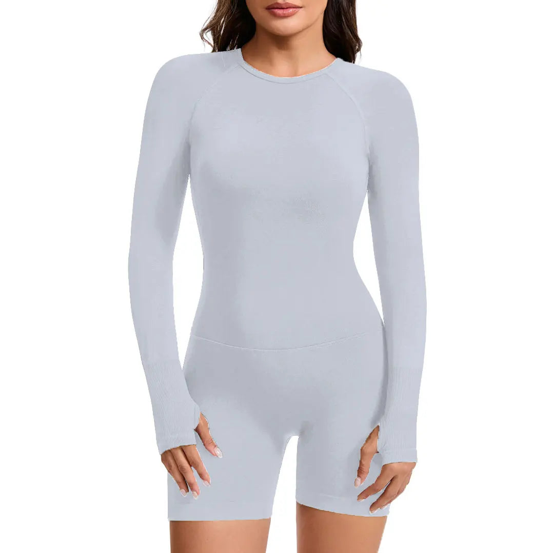 NCLAGEN Womens Long Sleeve Yoga Jumpsuit Open Back Gym Wear