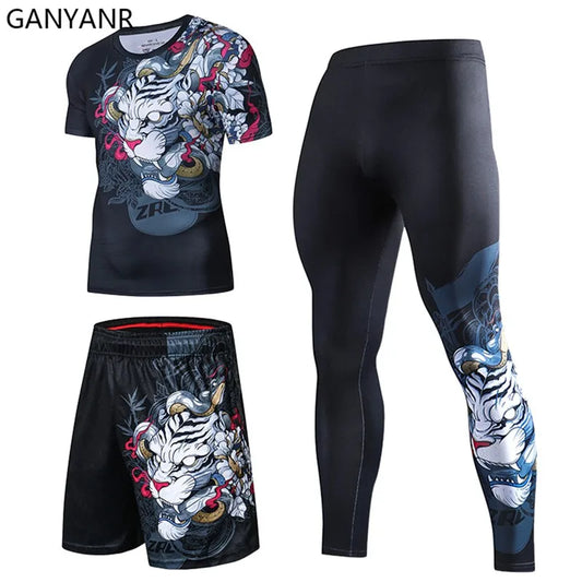 GANYANR Men Running Sets Sports Tracksuit For Fitness And Training
