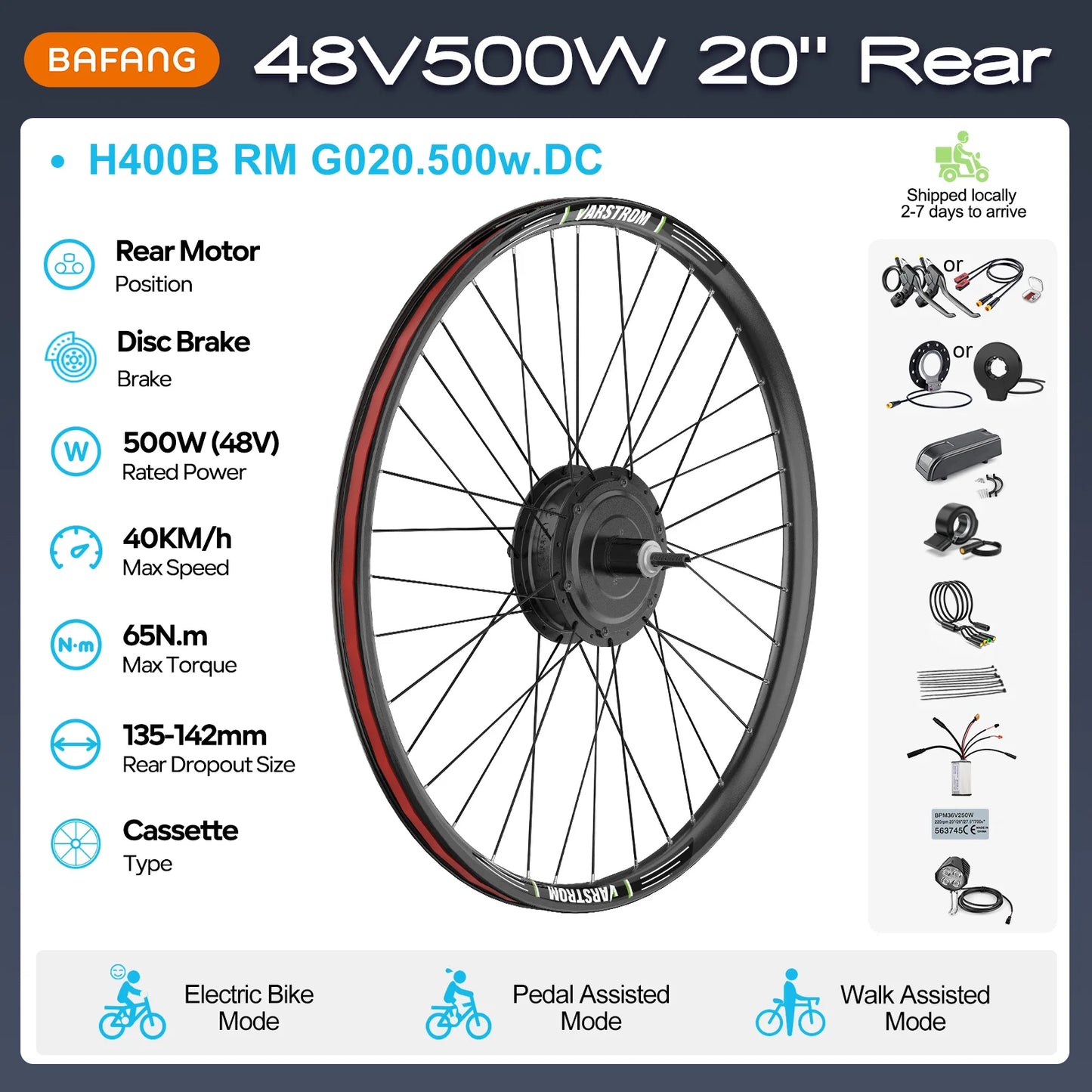 Bafang Varstrom Rear Hub Motor Ebike Kit 500W 65Nm Torque 36V Or 48V Fits 135-142mm Dropout