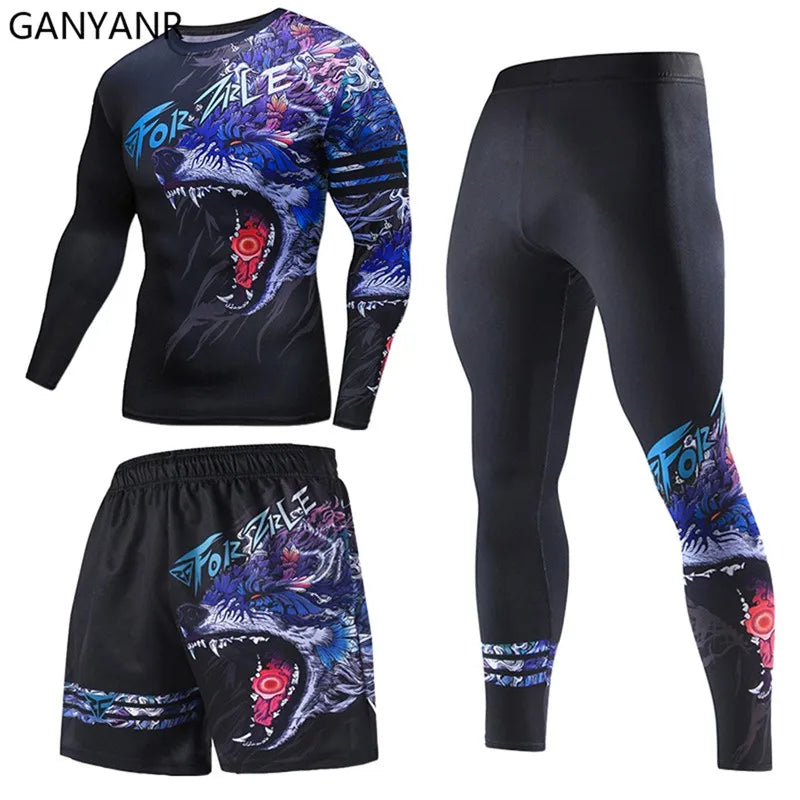 GANYANR Men Running Sets Sports Tracksuit For Fitness And Training