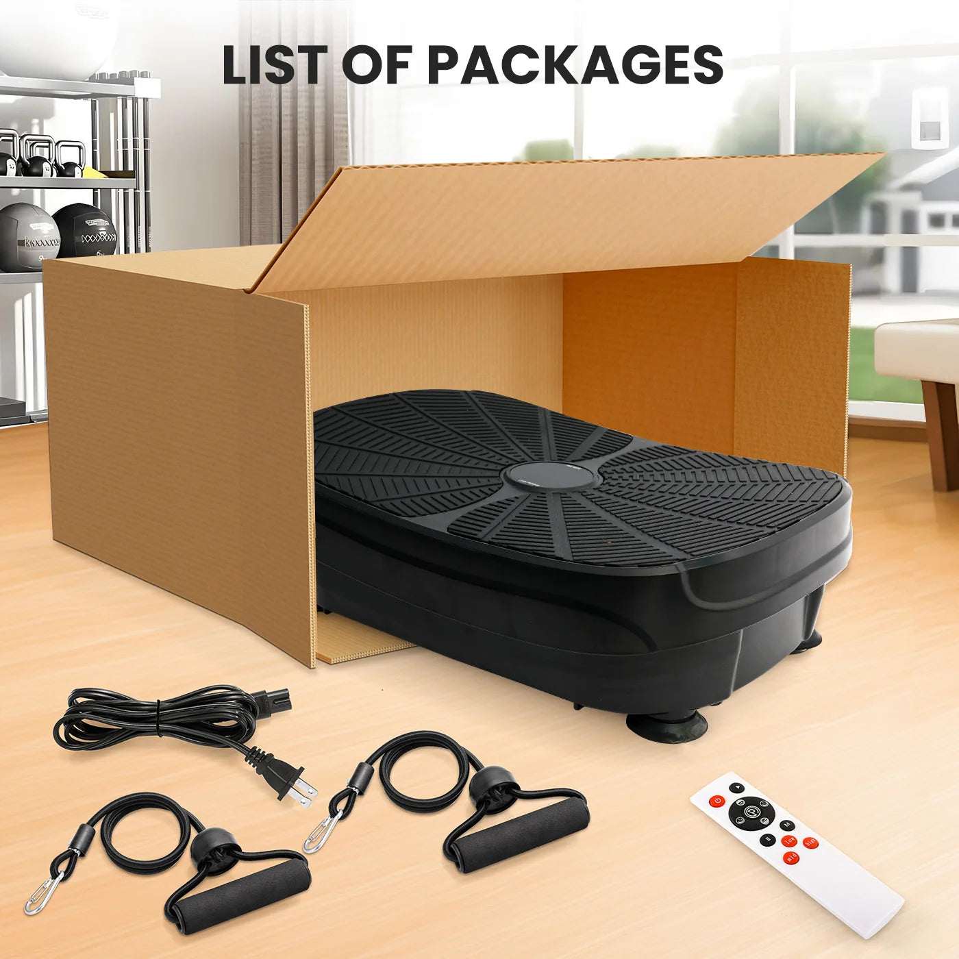 Vibration Plate Exercise Machine Portable Full Body Workout With Bands