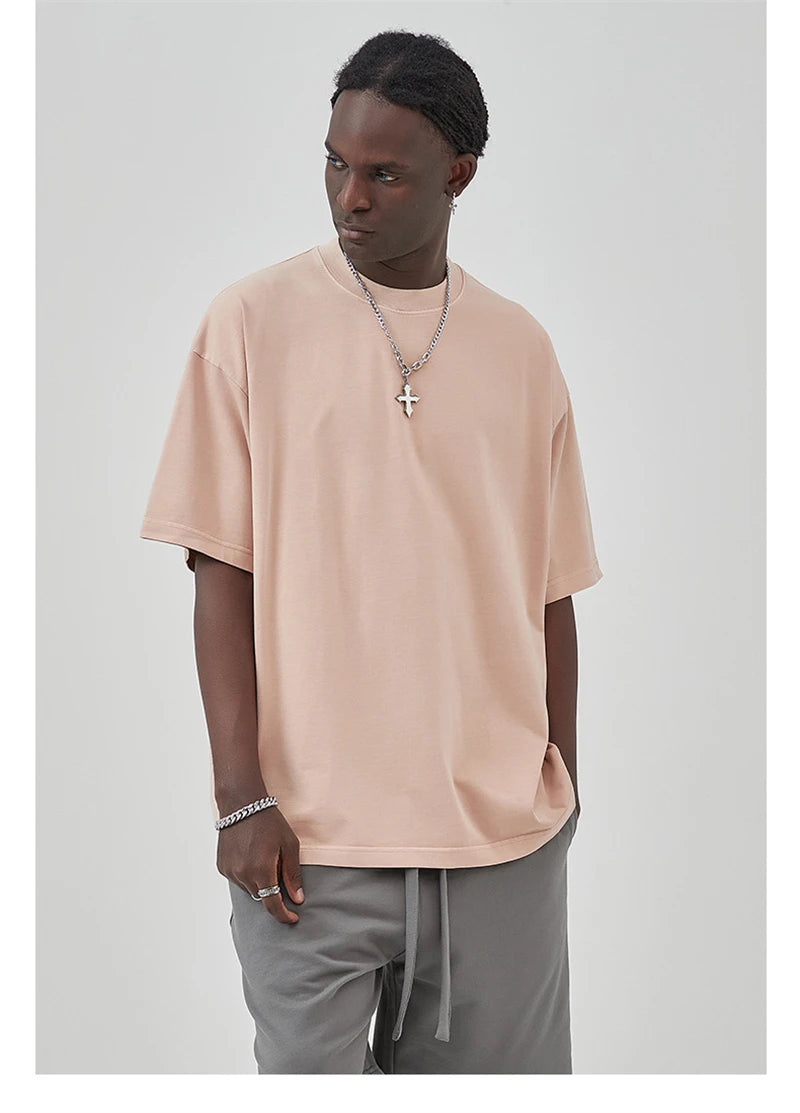 ZODF Basic Solid Washed Cotton Tee For Men Unisex Streetwear