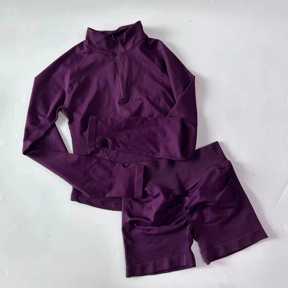 EVERWANTED Impact Womens 2 Piece Yoga Set Jacket And Shorts