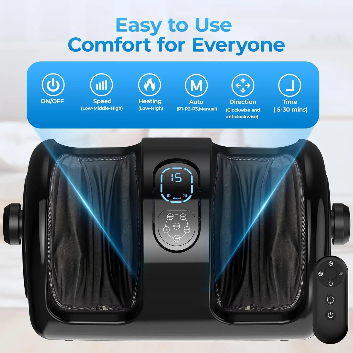 HTMM Electric Foot Massager With Shiatsu Calf Massage And Heat Dual Action Kneading Rolling Nodes
