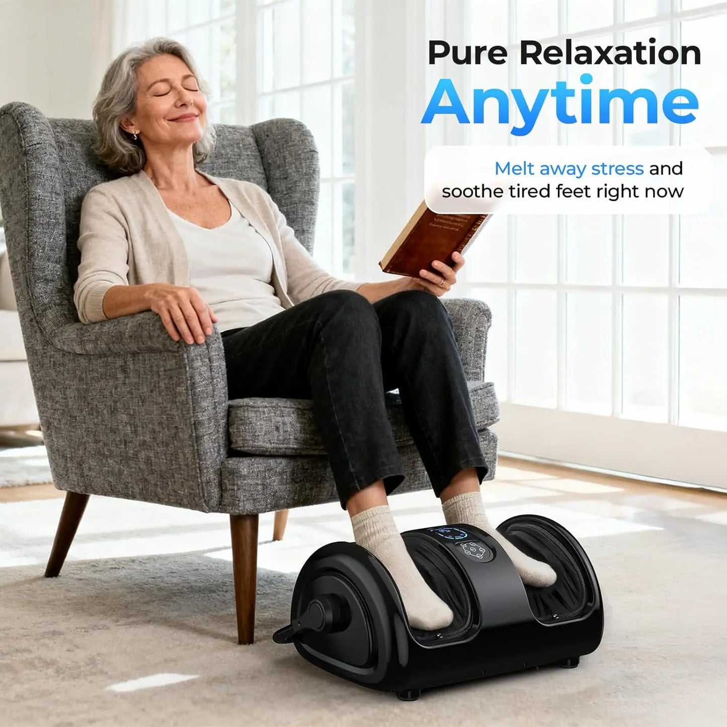 HTMM Electric Foot Massager With Shiatsu Calf Massage And Heat Dual Action Kneading Rolling Nodes