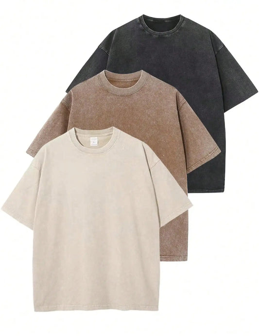 3 Pack Unisex Short Sleeve Cotton T Shirts Casual Streetwear