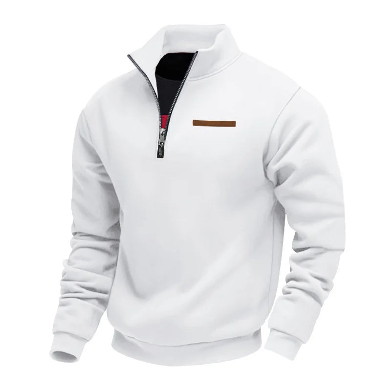 Men's Autumn Winter Heavy Fleece Hoodie Half Zip Stand Collar
